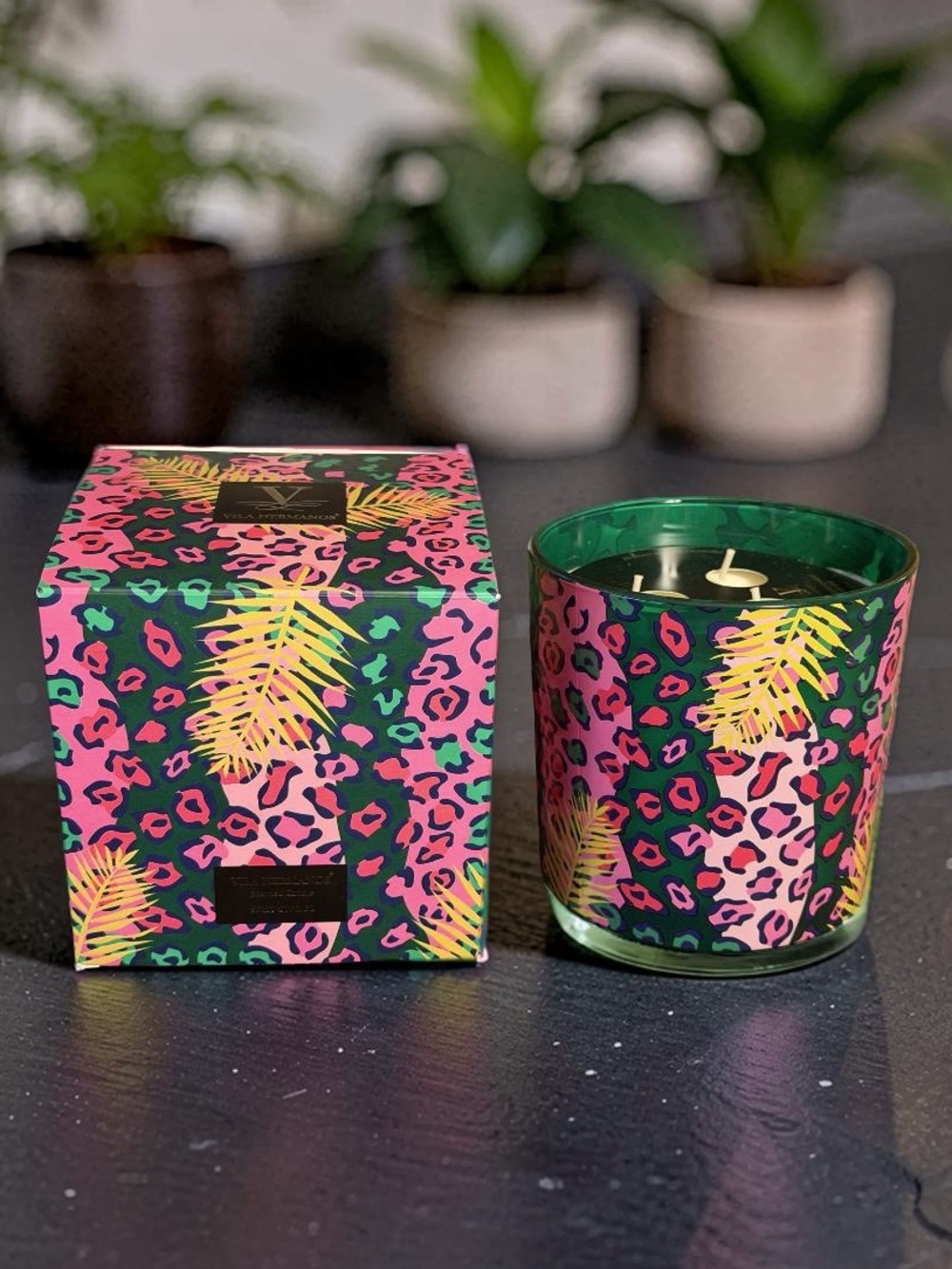 Vila Hermanos NWT Decorative Tropical Leopard Scented Soy Candle 21.87 Oz